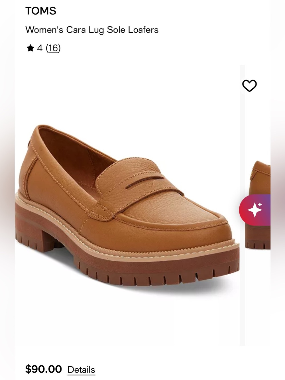 Toms Cara Lug Sole Loafers in Tan